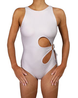 Crew Neck Binding Left Flower One Piece