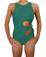 Crew Neck Binding Left Flower One Piece