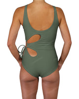 Crew Neck Binding Left Flower One Piece