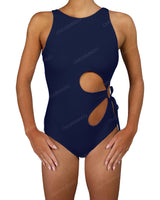 Crew Neck Binding Left Flower One Piece