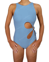 Crew Neck Binding Left Flower One Piece