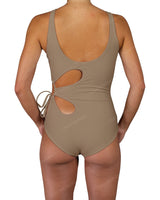 Crew Neck Binding Left Flower One Piece