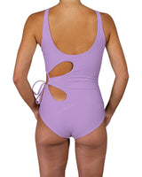 Crew Neck Binding Left Flower One Piece