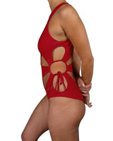 Crew Neck Binding Left Flower One Piece