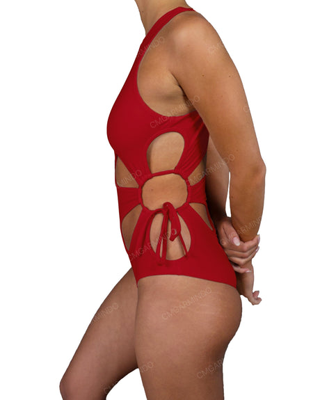Crew Neck Binding Left Flower One Piece