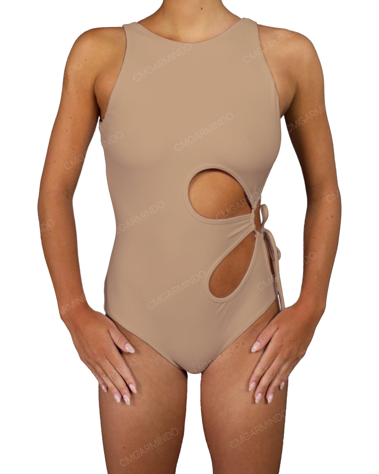 Crew Neck Binding Left Flower One Piece