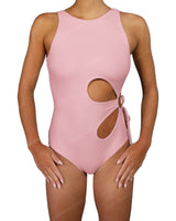 Crew Neck Binding Left Flower One Piece