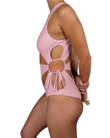 Crew Neck Binding Left Flower One Piece