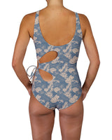Crew Neck Binding Left Flower One Piece