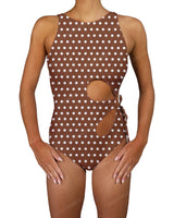 Crew Neck Binding Left Flower One Piece