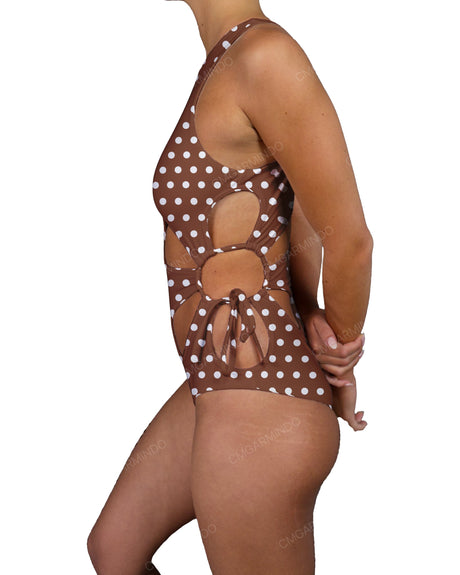 Crew Neck Binding Left Flower One Piece