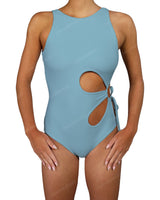 Crew Neck Binding Left Flower One Piece
