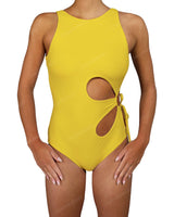 Crew Neck Binding Left Flower One Piece