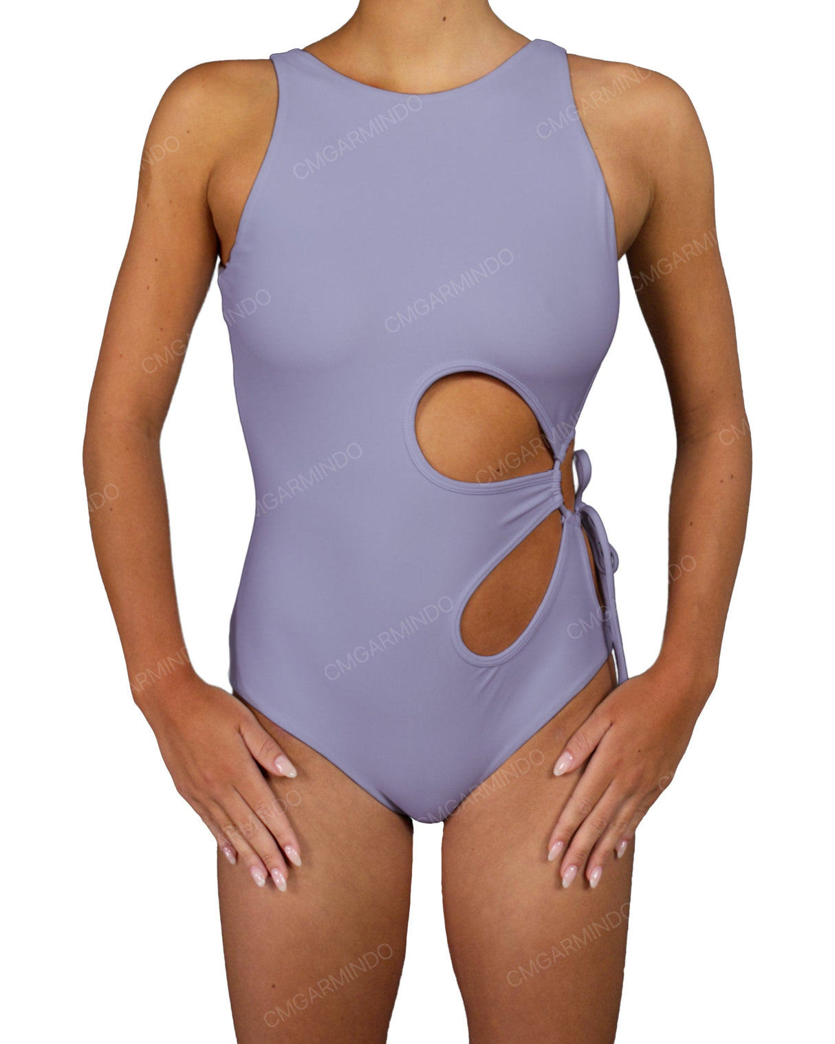 Crew Neck Binding Left Flower One Piece