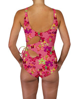 Crew Neck Binding Left Flower One Piece