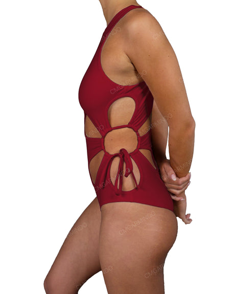 Crew Neck Binding Left Flower One Piece