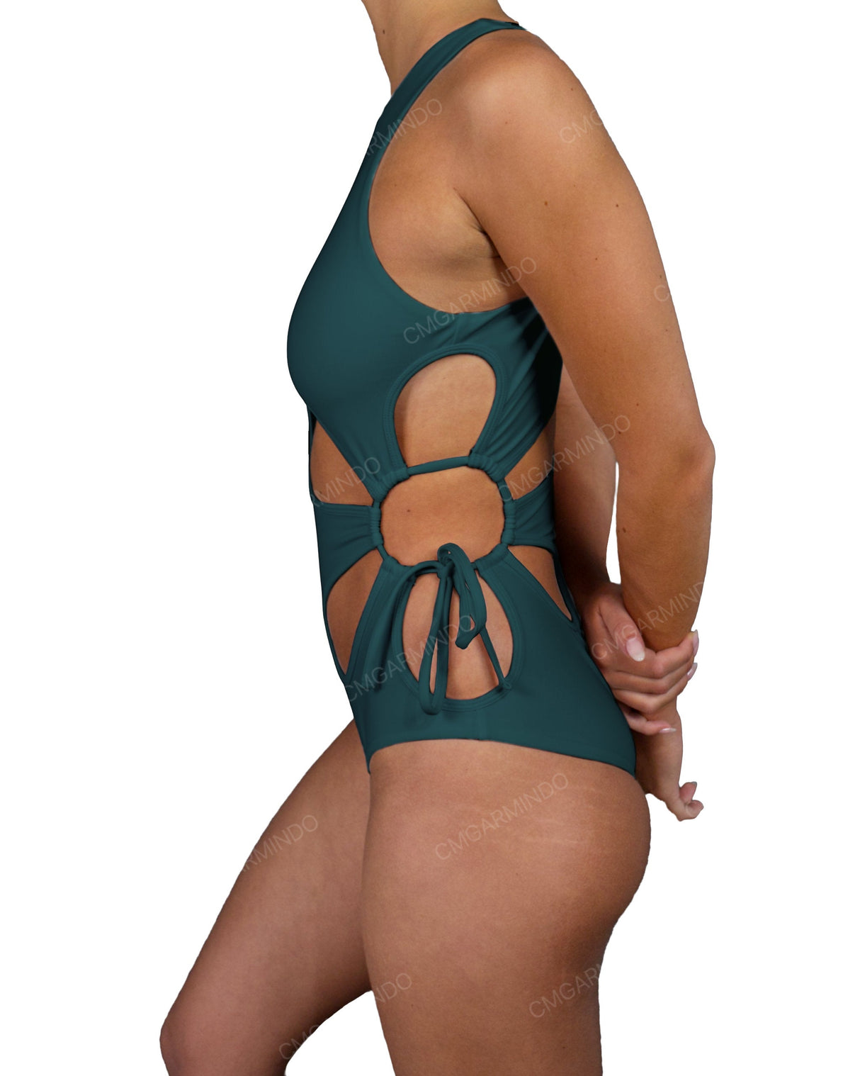 Crew Neck Binding Left Flower One Piece