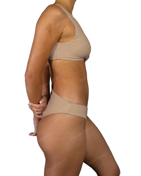 V-Neck Scrunched Cut Out One Piece