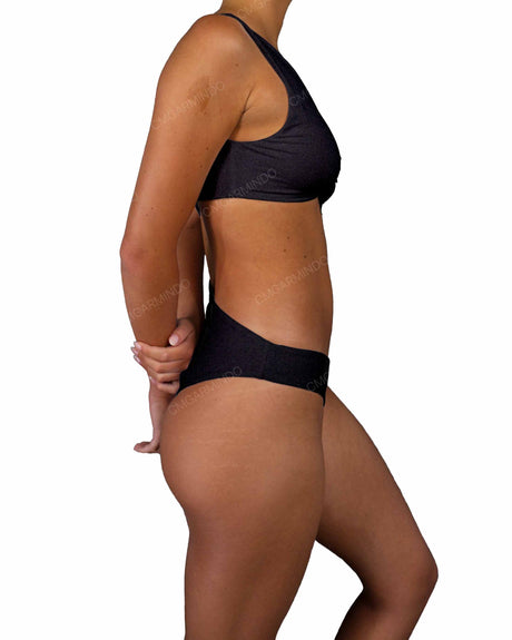 V-Neck Scrunched Cut Out One Piece