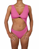 V-Neck Scrunched Cut Out One Piece