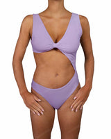 V-Neck Scrunched Cut Out One Piece