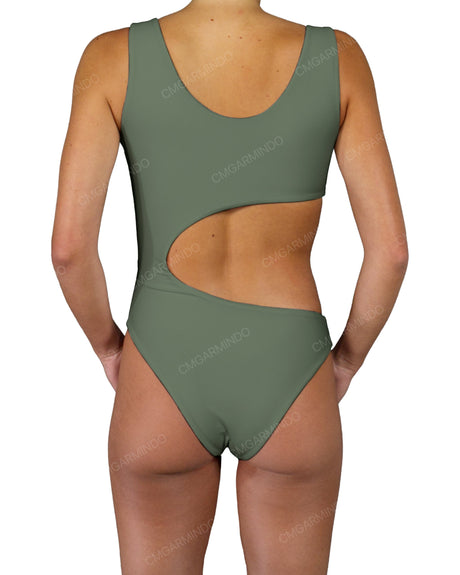 V-Neck Scrunched Cut Out One Piece