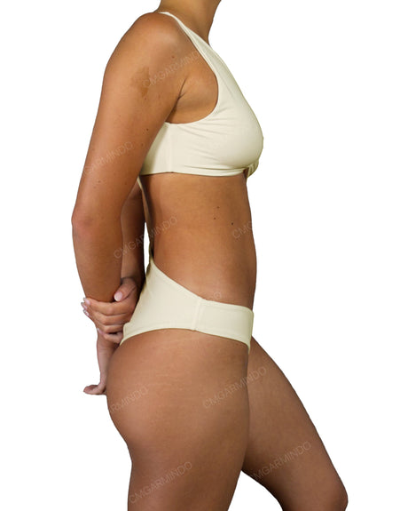 V-Neck Scrunched Cut Out One Piece