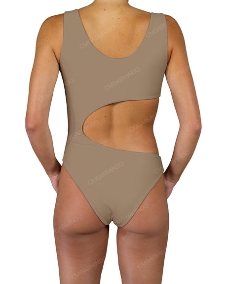 V-Neck Scrunched Cut Out One Piece