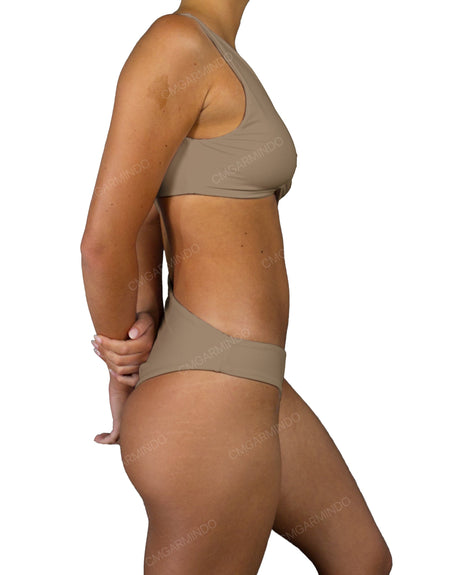 V-Neck Scrunched Cut Out One Piece