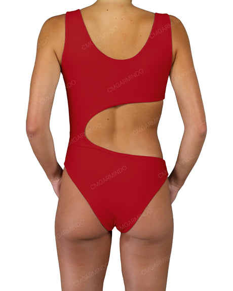 V-Neck Scrunched Cut Out One Piece