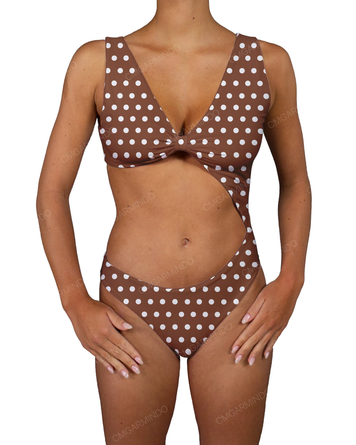 V-Neck Scrunched Cut Out One Piece