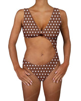 V-Neck Scrunched Cut Out One Piece