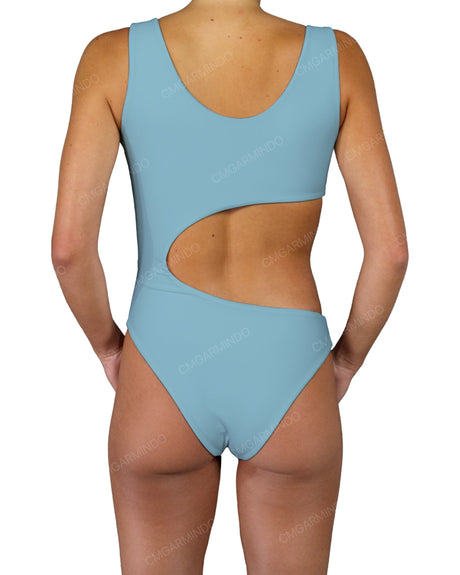 V-Neck Scrunched Cut Out One Piece