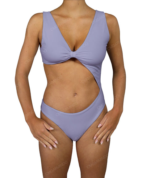 V-Neck Scrunched Cut Out One Piece