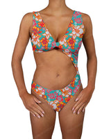 V-Neck Scrunched Cut Out One Piece