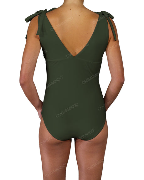 V-Neck Shoulder Tie One Piece