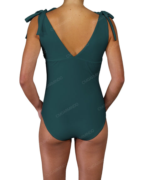 V-Neck Shoulder Tie One Piece