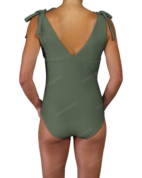 V-Neck Shoulder Tie One Piece