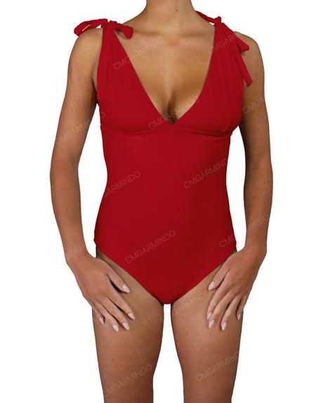 V-Neck Shoulder Tie One Piece