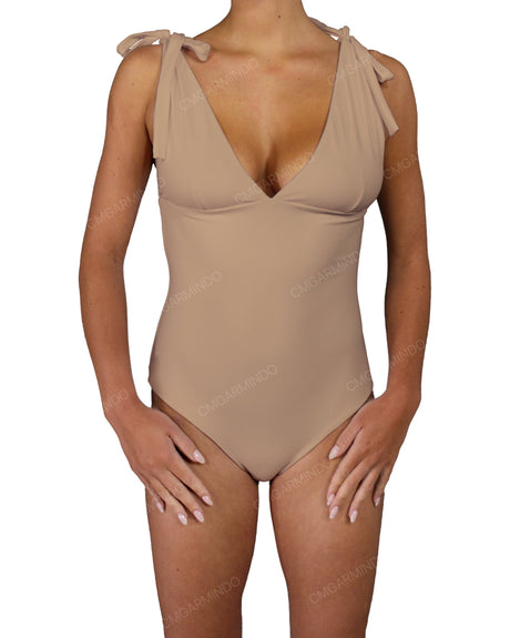 V-Neck Shoulder Tie One Piece