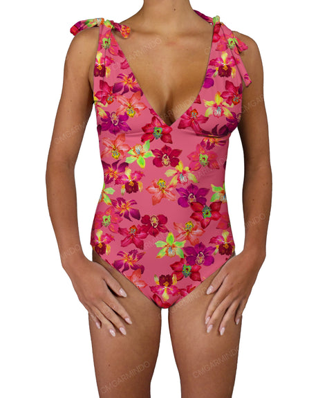 V-Neck Shoulder Tie One Piece