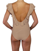V-Neck Ruffle Trim One Piece