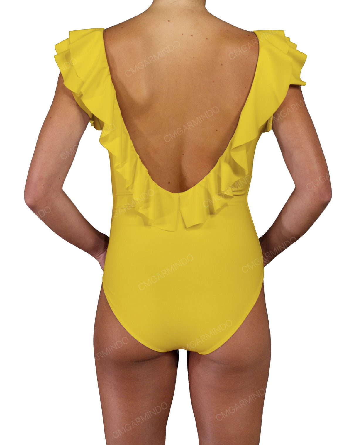 V-Neck Ruffle Trim One Piece