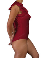 V-Neck Ruffle Trim One Piece