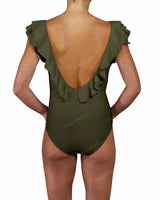 V-Neck Ruffle Trim One Piece
