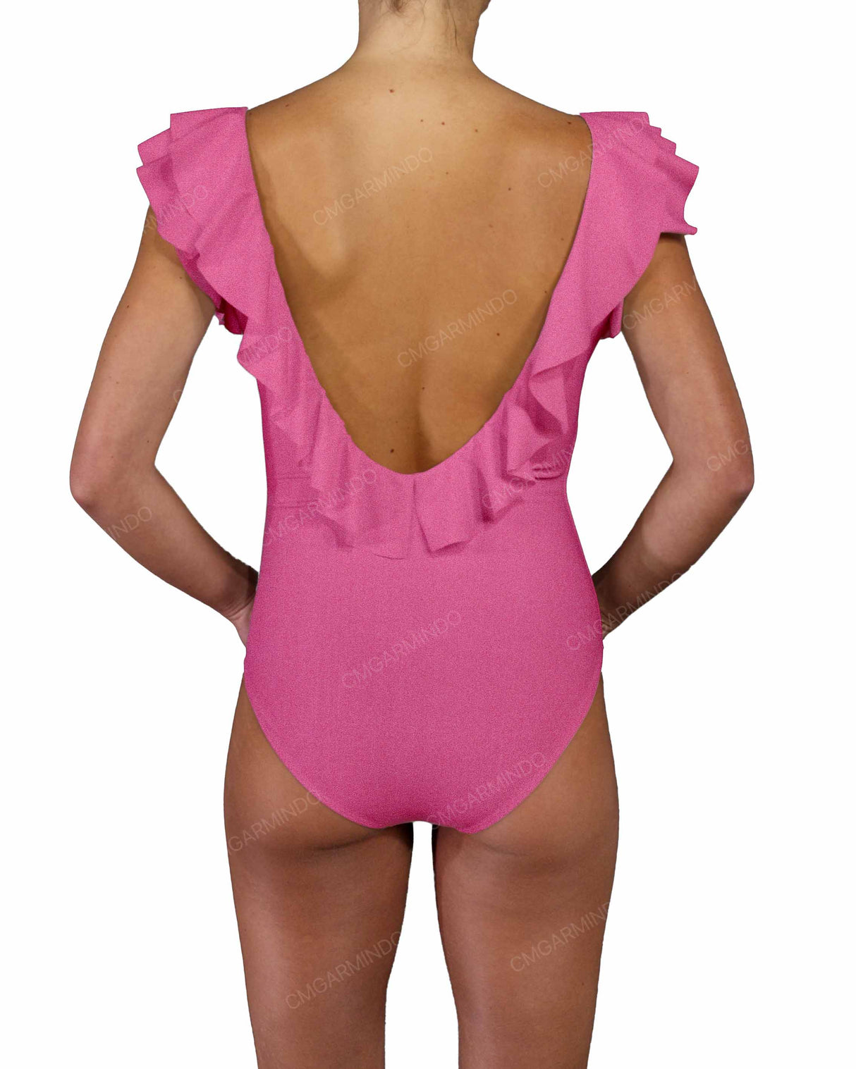 V-Neck Ruffle Trim One Piece