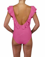 V-Neck Ruffle Trim One Piece
