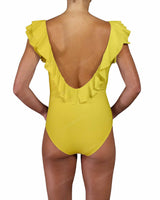 V-Neck Ruffle Trim One Piece