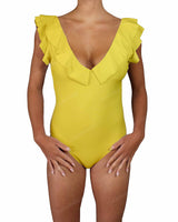 V-Neck Ruffle Trim One Piece