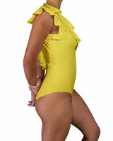V-Neck Ruffle Trim One Piece